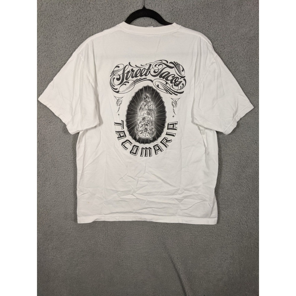 Streetwear Graphic Tee Men XL Street Tacos Tacomaria Skull Virgen De Guadalupe